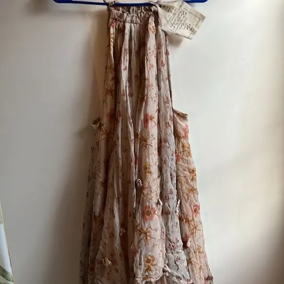 Free People Charm School flora Printed dress high low hem blush pink size small - Picture 6 of 7